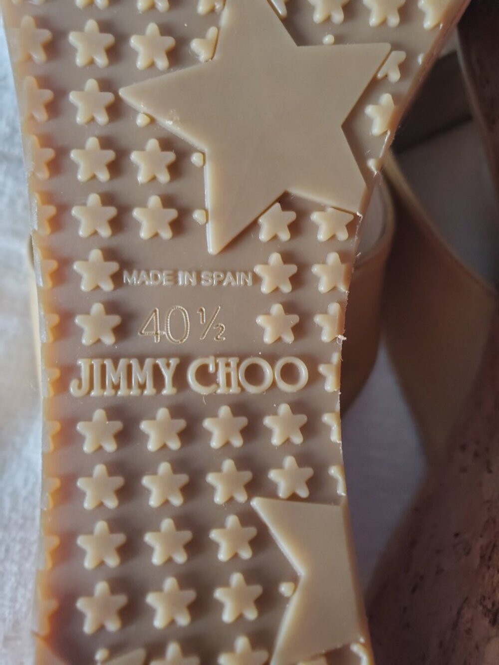 Jimmy Choo Patent Leather Cork Wedge Sandals Yellow Resort Thong Y2K Design 40.5 - Picture 8 of 15